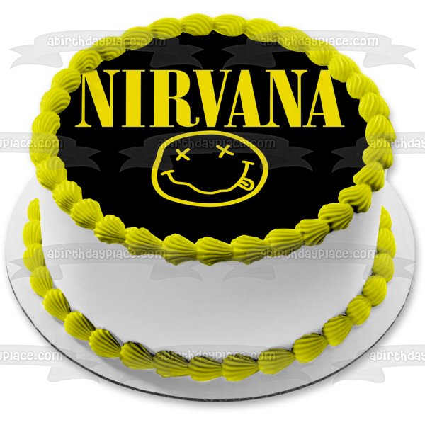 Nirvana Smiley Face Logo Edible Cake Topper Image ABPID26872
