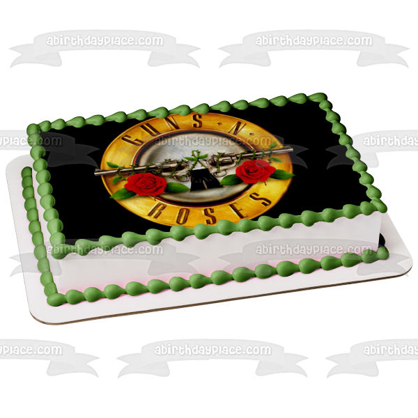 Guns N Roses Logo Rock Band Black Background Edible Cake Topper Image ABPID26877