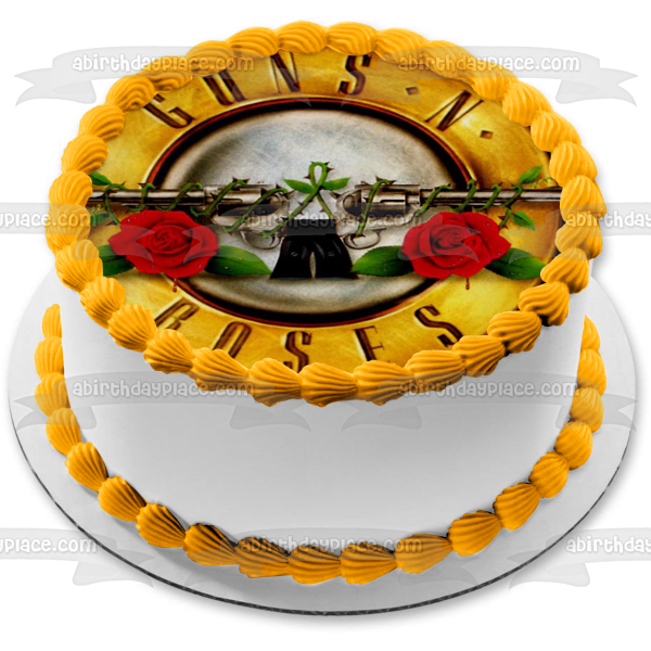 Guns N Roses Logo Rock Band Black Background Edible Cake Topper Image ABPID26877