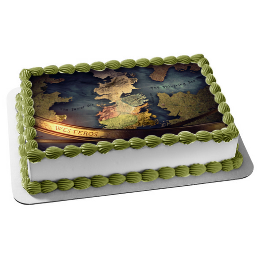 Juego de Tronos Mapa Poniente el Mar del Atardecer el Mar Temblor Imagen comestible para tarta ABPID26891 