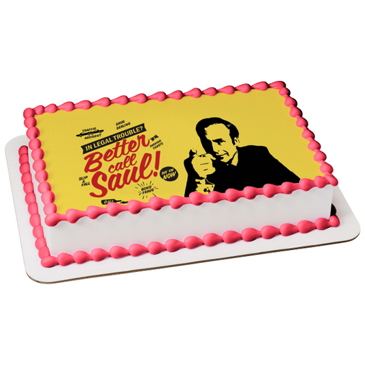 Better Call Saul In Legal Trouble Call Saul Yellow Background Edible Cake Topper Image ABPID27058