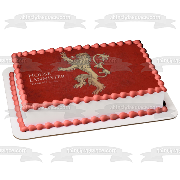 Game of Thrones House Lanniser Emblem Her Me Roar Edible Cake Topper Image ABPID26941