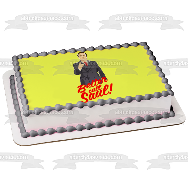 Better Call Saul Cartoon Picture Yellow Background Edible Cake Topper Image ABPID27066