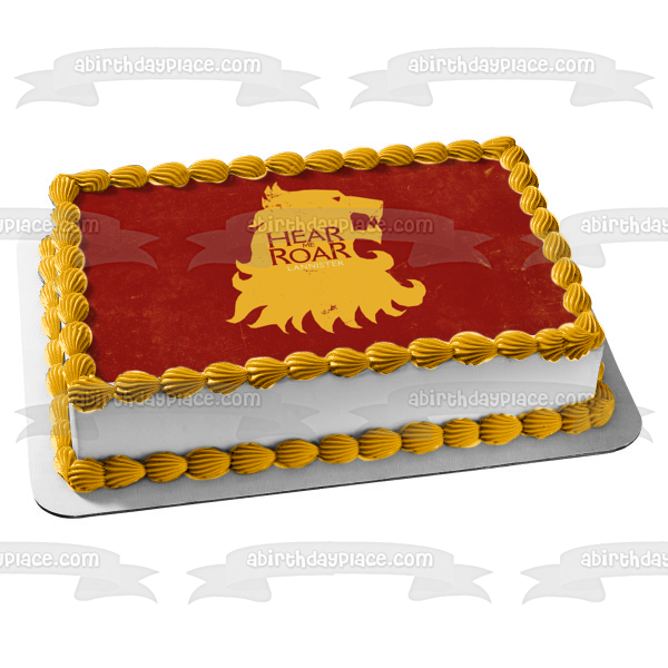 Game of Thrones House Lanniser Emblem Hear Me Roar Edible Cake Topper Image ABPID26958