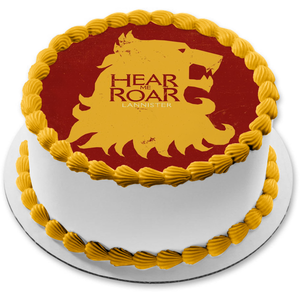 Game of Thrones House Lanniser Emblem Hear Me Roar Edible Cake Topper Image ABPID26958