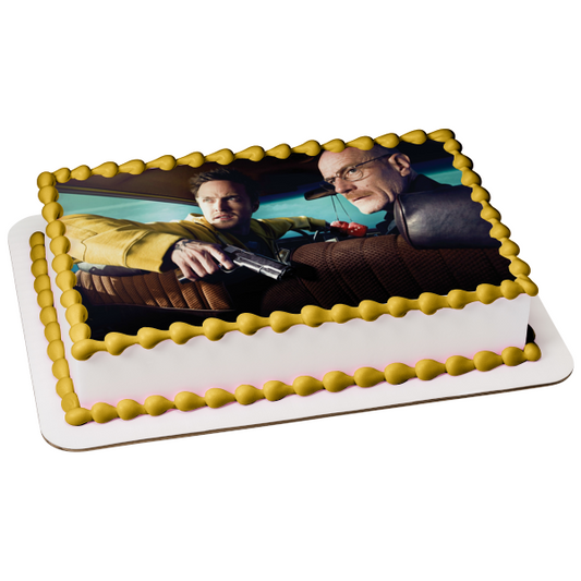 Breaking Bad Walter White Jesse Pinkman Pistola Coche Decoración comestible para tarta Imagen ABPID27080 