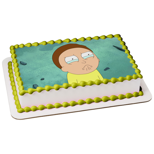 Imagen comestible para decoración de tarta con fondo azul de Rick y Morty Morty Smith ABPID27083 