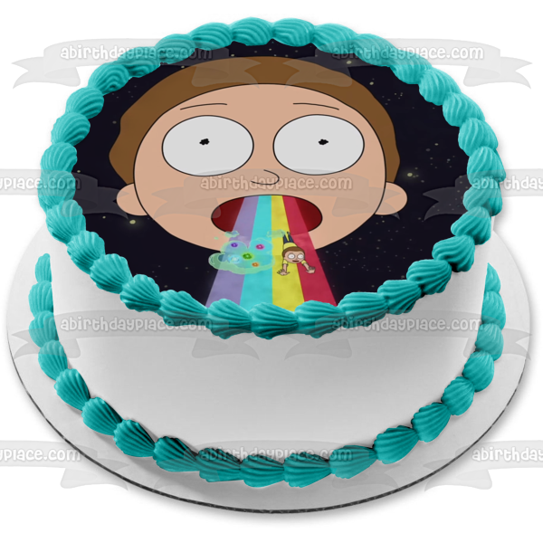 Rick and Morty Morty Smith Outer Space Rainbow Edible Cake Topper Image ABPID27086