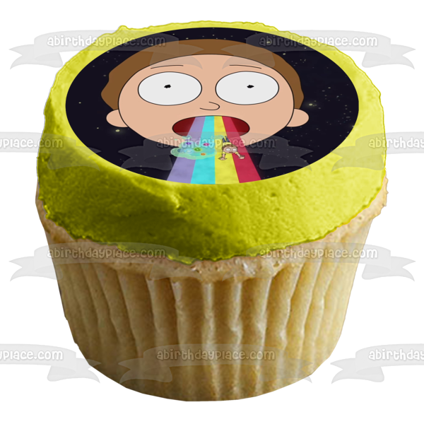 Rick and Morty Morty Smith Outer Space Rainbow Edible Cake Topper Image ABPID27086