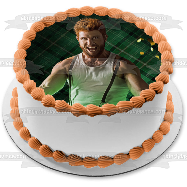 American Gods Mad Sweeny Green Plaid Background Edible Cake Topper Image ABPID26977