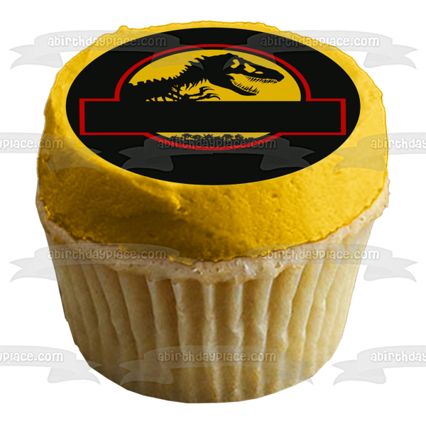 Jurassic Park Tyrannosaurus Rex Black Circle Edges Edible Cake Topper Image ABPID27312