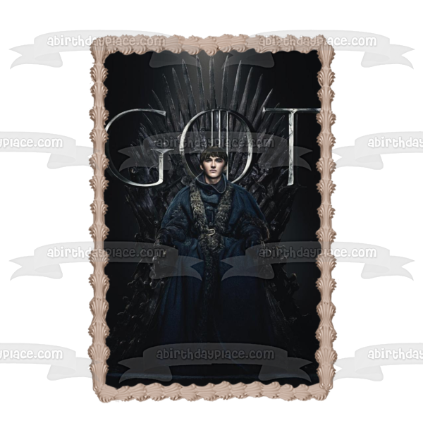 Juego de Tronos Bran Stark Trono de Hierro Fondo Negro Adorno Comestible para Tarta Imagen ABPID27317 