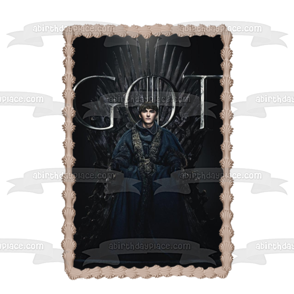 Game of Thrones Bran Stark Iron Throne Black Background Edible Cake Topper Image ABPID27317