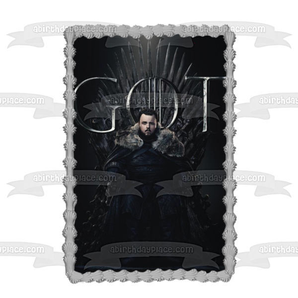 Game of Thrones Samwell Tarly Iron Throne Black Background Edible Cake Topper Image ABPID27345