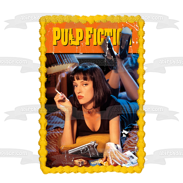 Pulp Fiction Mia Wallace - Decoración comestible para tarta con diseño de pistola 