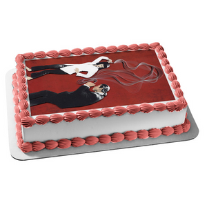 Pulp Fiction Vincent Mia Wallace Dancing Red Background Edible Cake Topper Image ABPID27149