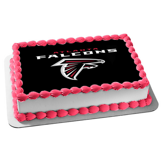 Atlanta Falcons Logo NFL Fondo negro rosa y blanco Imagen comestible para decoración de tarta ABPID27367 