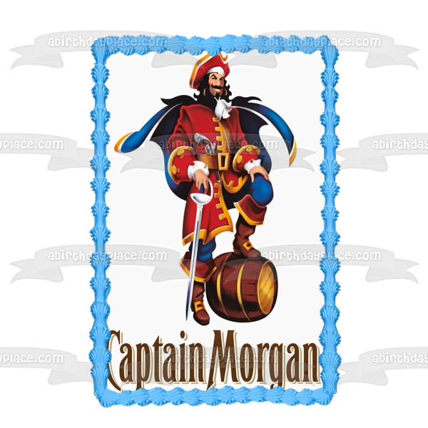 Captain Morgan Pirate Sword Beer Barrel Edible Cake Topper Image ABPID27369