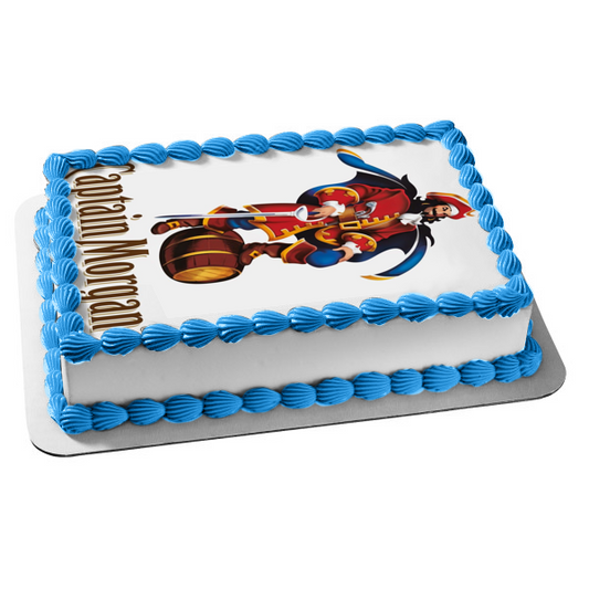 Imagen de decoración comestible para tarta con barril de cerveza, espada pirata del Capitán Morgan, ABPID27369 