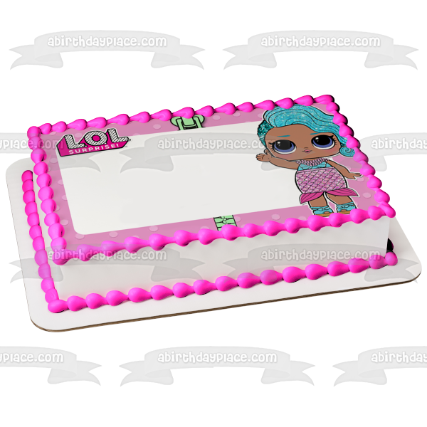 Marco de imagen comestible para decoración de tarta con borde de lunares morados LOL Surprise Splash Queen ABPID27155 