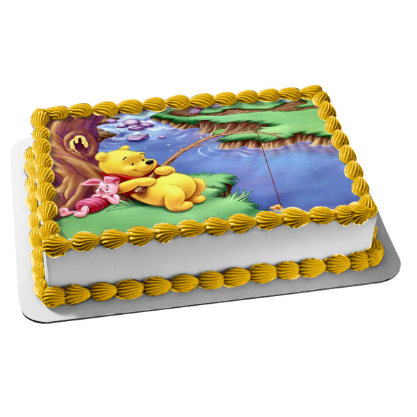 Adorno comestible para tarta de Disney Winnie the Pooh, lechón pescando, imagen ABPID27387 