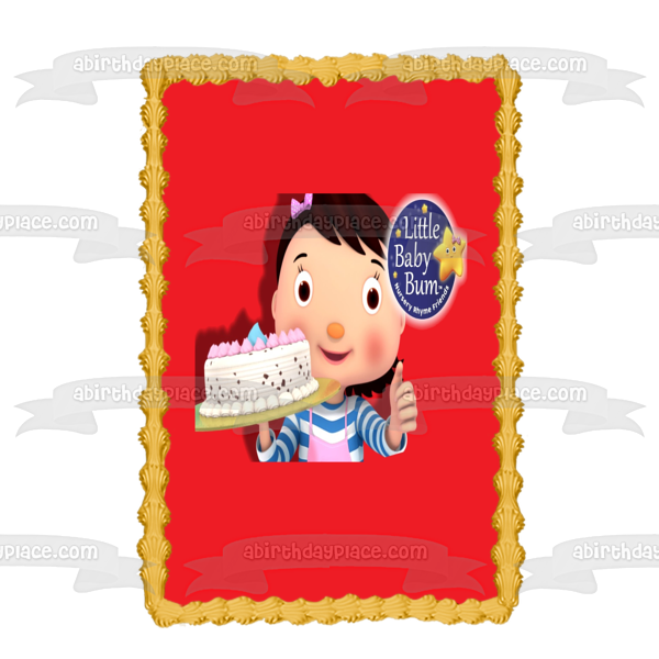 Little Baby Bum Birthday Cake Red Background Edible Cake Topper Image ABPID27392