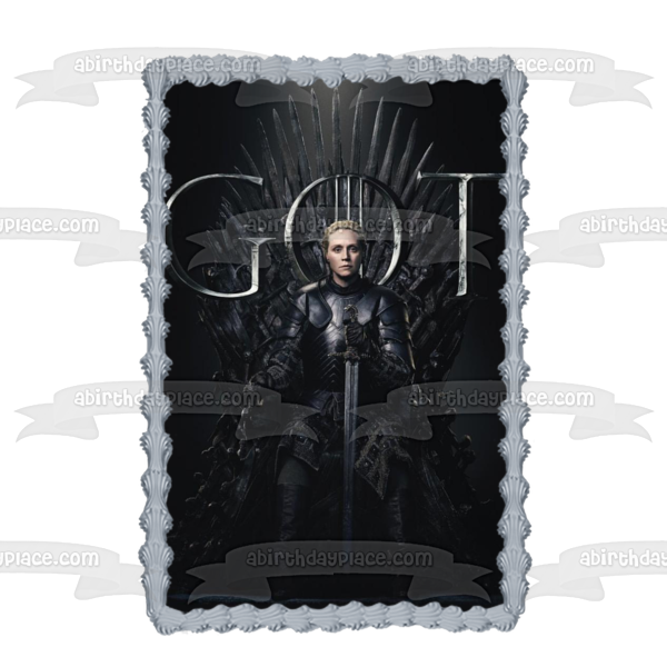 Game of Thrones Brienne of Tarth Iron Throne Black Background Edible Cake Topper Image ABPID27410