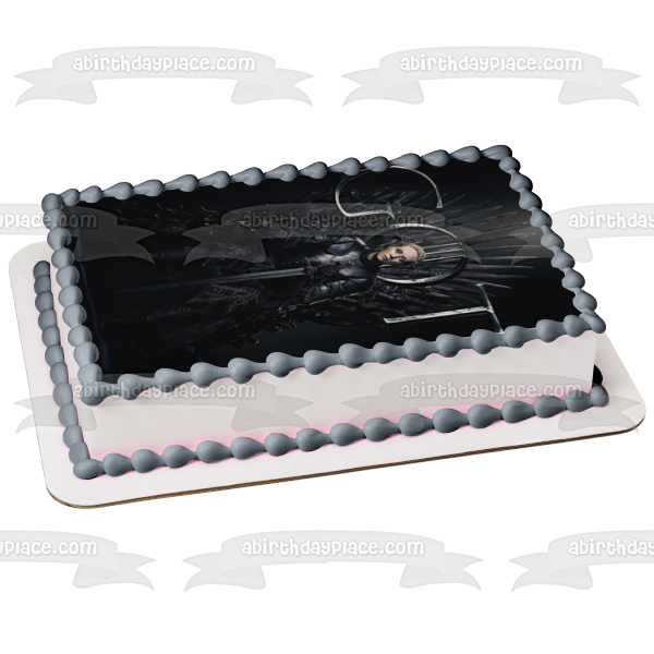 Game of Thrones Brienne of Tarth Iron Throne Black Background Edible Cake Topper Image ABPID27410