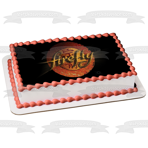Firefly Logo Black Background Edible Cake Topper Image ABPID27191