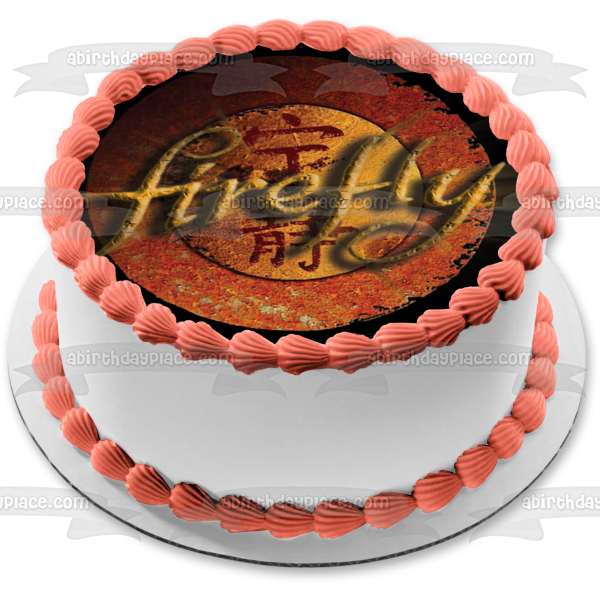 Firefly Logo Black Background Edible Cake Topper Image ABPID27191