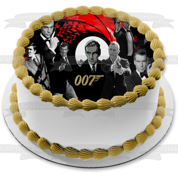 James Bond 007 Sean Connery Daniel Craig and Pierce Brosnon Edible Cake Topper Image ABPID03351