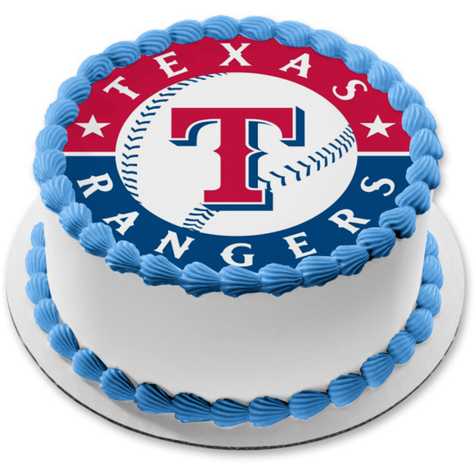 Texas Rangers Logo MLB Major League Baseball Edible Cake Topper Image ABPID05385
