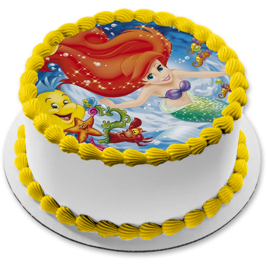 The Little Mermaid Ariel Sebastian  Flounder Edible Cake Topper Image ABPID03552