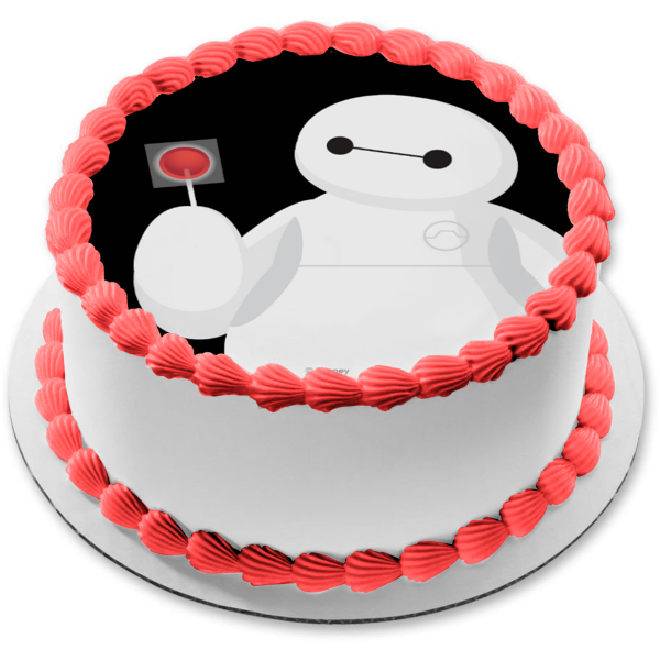 Big Hero 6 Baymax with a Lollipop Edible Cake Topper Image ABPID03631
