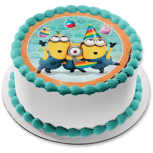 Minions Despicable Me Illumination Stuart Dave and Kevin Edible Cake Topper Image ABPID04240