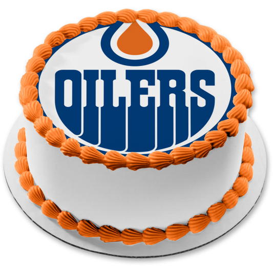 Imagen comestible para tarta con logotipo de Edmonton Oilers de la NHL Professional Hockey League ABPID06492 