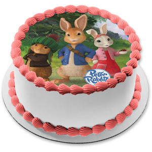 Peter Rabbit Logo Benjamin Bunny and Lily Bobtail Edible Cake Topper Image ABPID06606