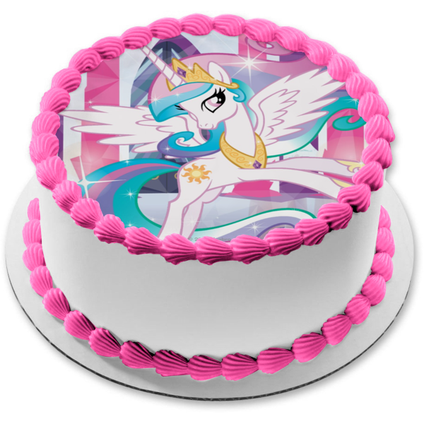 My Little Pony Princess Celestia Wearing a Crown Edible Cake Topper Image ABPID06762