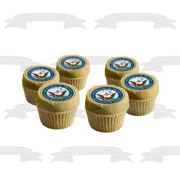 United States of America Department of the Navy Seal Logo Eagle and an Anchor Edible Cake Topper Image ABPID07661