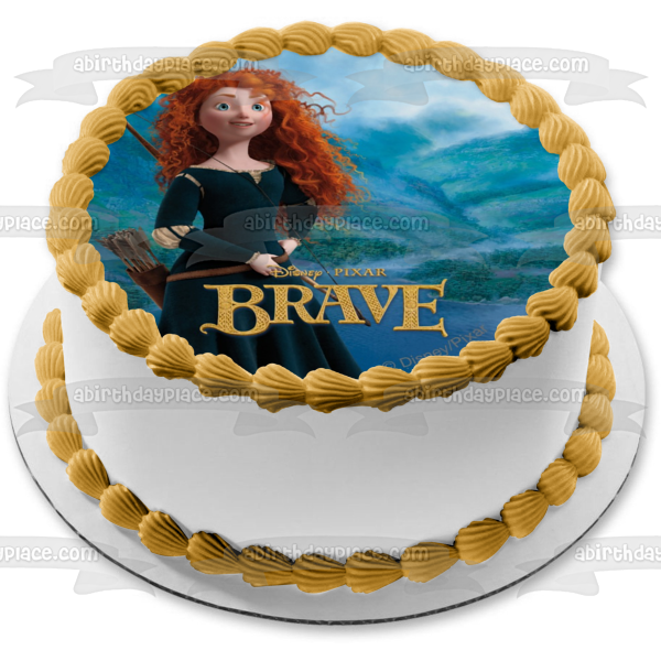 Brave Merida In the Mountains  with Her Bow and Arrow Edible Cake Topper Image ABPID07953