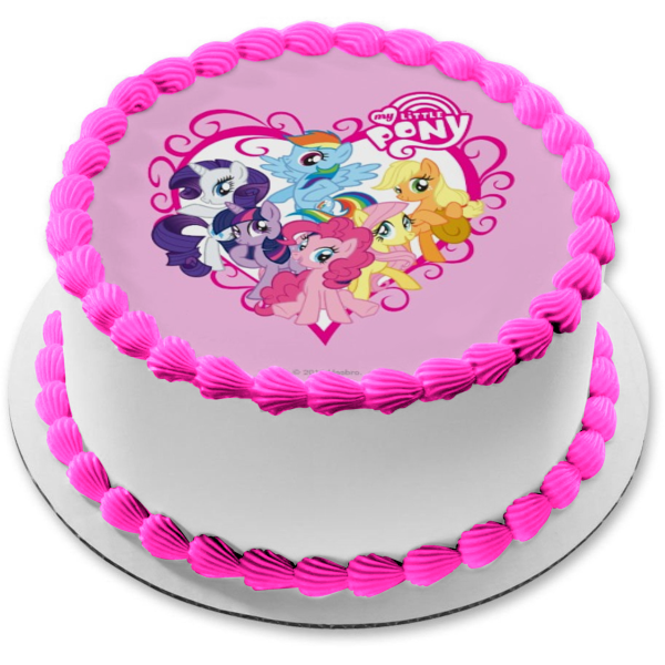 My Little Pony Equestria Girls Rainbow Dash Fluttershy Pinkie Pie Twilight Sparkle Rarity and Applejack Edible Cake Topper Image ABPID08054