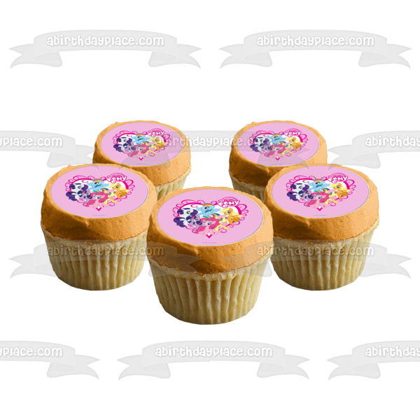 My Little Pony Equestria Girls Rainbow Dash Fluttershy Pinkie Pie Twilight Sparkle Rarity and Applejack Edible Cake Topper Image ABPID08054