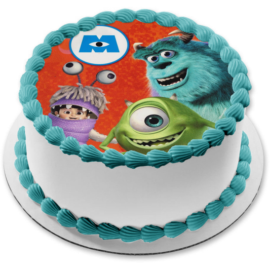 Imagen comestible para decoración de tarta de Monsters Inc Sully Boo y Mike Kwazowski ABPID08077 