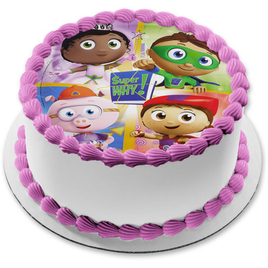 Super Why Book Princess Pea Alpha Pig and Little Red Riding Hood Edible Cake Topper Image ABPID08180