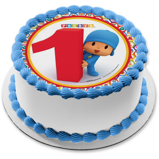 Pocoyo Happy 1st Birthday Edible Cake Topper Image ABPID08274