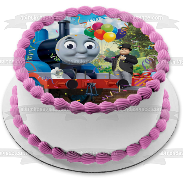Thomas & Friends Thomas the Tank Engine Sir Topham Hatt Birthday Balloons Gifts Edible Cake Topper Image ABPID09090