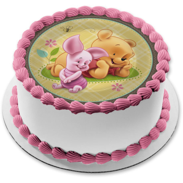 Disney Winnie The Pooh Baby Shower Personalized Name Piglet Butterflies  Smallest Things Take Up The Most Room In Your Heart Edible Cake Topper  Image ABPID53377 