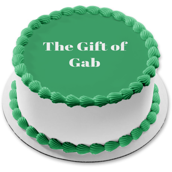 The Gift of Gab Green Background Edible Cake Topper Image ABPID09570