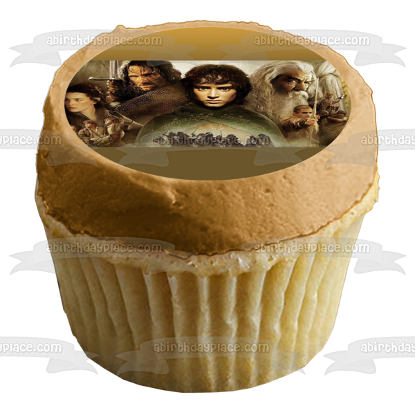 Lord of the Rings Main Cast Poster Fantasy Movie Frodo Baggins Gandalf Arwen Legolas Aragorn Edible Cake Topper Image ABPID52863