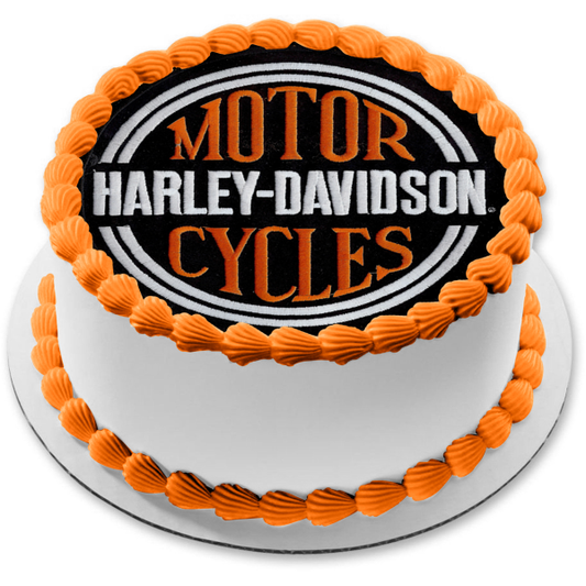 Harley-Davidson Motor Cycles Logo Patch Edible Cake Topper Image ABPID10952